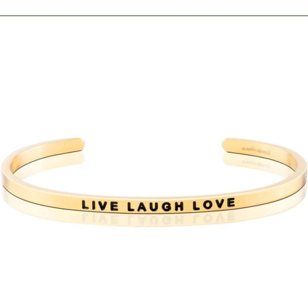 New Bracelet Love Laugh Love MantraBand Gold Cuff Inspirational